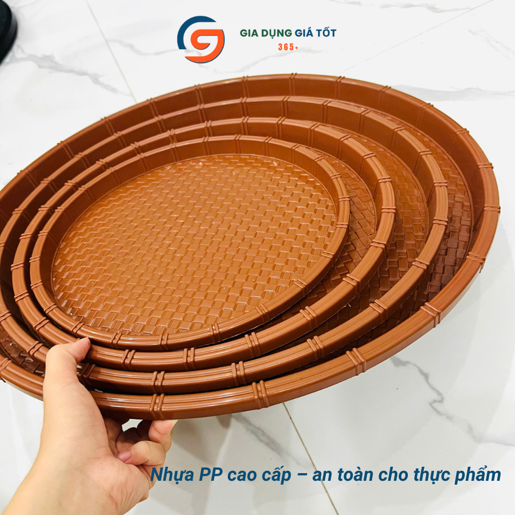 Mẹt nhựa giả mây đựng đồ ăn, đĩa nhựa giả mây tre dùng bún đậu, nem nướng, phở cuốn
