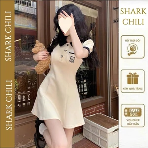 Set Váy Polo Đen Trắng Tiểu Thư Thiết Kể Phong Cách Học Sinh Viện Dễ Thương S83