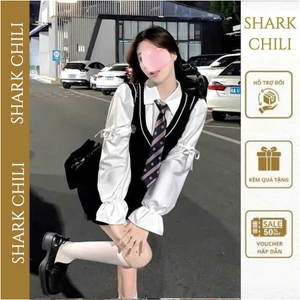 【Mở bán giảm 40k】set đồ nữ sang chảnh váy áo kiểu học sinh hàn quốc coquette chất gile S12