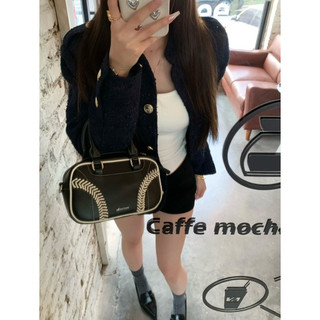 Áo khoác dạ tweet cổ tròn cúc đồng form slim tông màu xanh nany sang chảnh