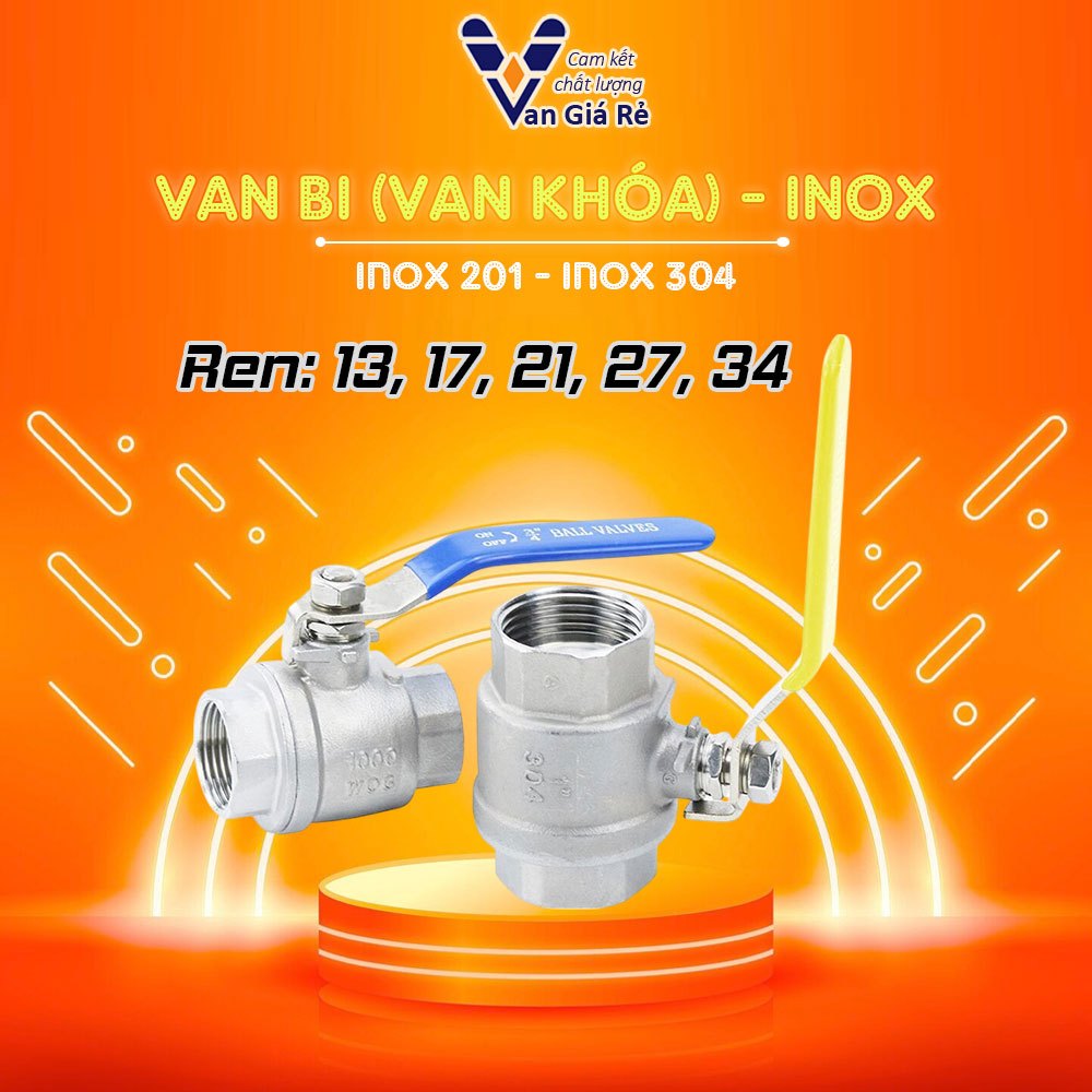 Van bi inox 13 17 21 27 34 42 49, van khoá nước tay gạt inox | Shopee ...