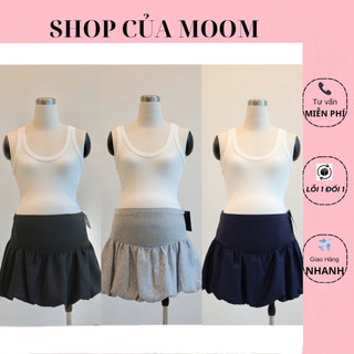 [Nhà Moom] Chân Váy Bí cho Mẹ Bầu dáng Bồng Bềnh có quần bảo hộ, Váy Bầu chất Nỉ 2 Da Mềm