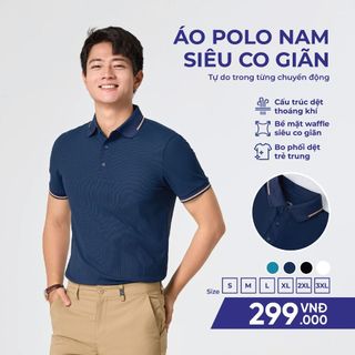Áo thun polo nam vải siêu co giãn YODY bo cổ dệt vải waffle thoáng khí chạm mát MCPO25S037