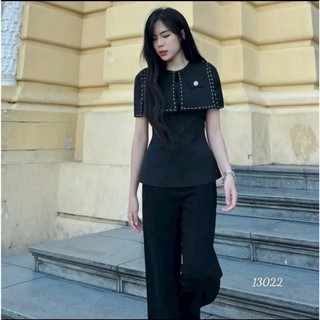 SET ÁO KIỂU DÁNG PEPLUM PHONG CÁCH HÀN QUỐC KÈM QUẦN SUÔNG DÁNG DÀI NỔI BẬT PHÙ HỢP THỜI TRANG