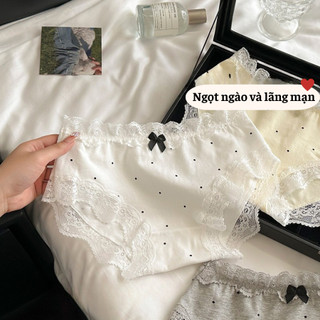 Quần Lót Nữ Cotton Cạp Vừa Tôn Dáng Chấm Bi Ren Dễ Thương, Quần Lót Nữ Mềm Mại Gợi Cảm HOMEBRA L5410