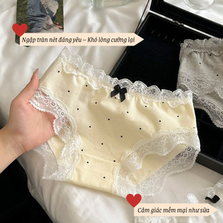 Quần Lót Nữ Cotton Cạp Vừa Tôn Dáng Chấm Bi Ren Dễ Thương, Quần Lót Nữ Mềm Mại Gợi Cảm HOMEBRA L5410