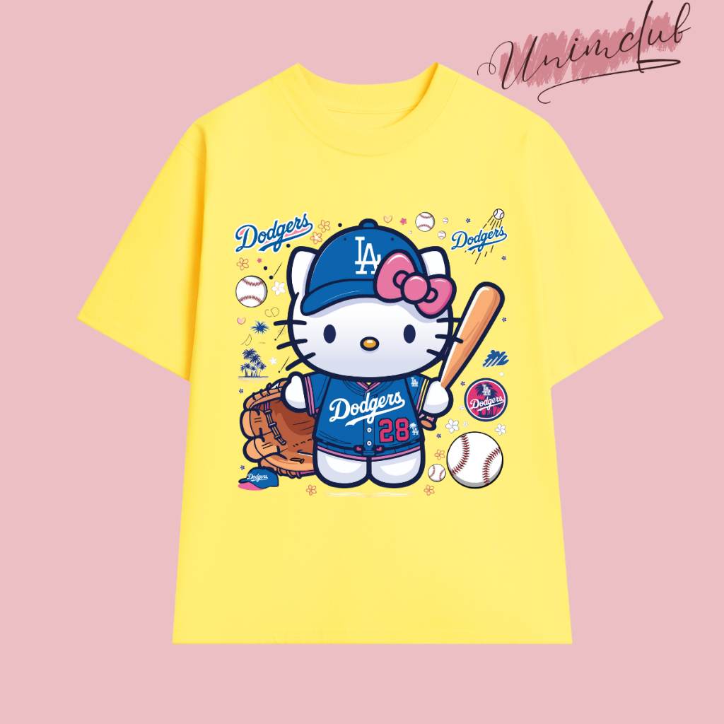 Áo Thun Kitty LA Bóng Chày Hottrend 2025 Form Áo Unisex Dáng Rộng Cotton Cao Cấp Premium APKT