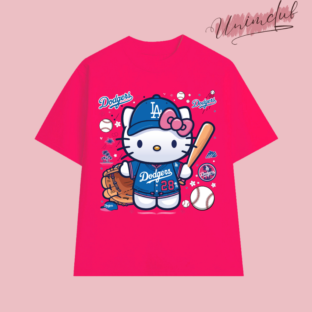 Áo Thun Kitty LA Bóng Chày Hottrend 2025 Form Áo Unisex Dáng Rộng Cotton Cao Cấp Premium APKT