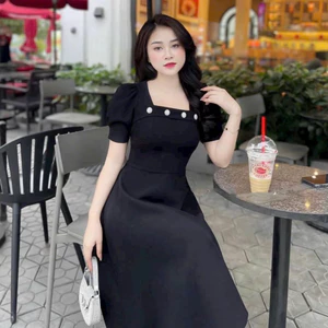 ĐẦM Dự Tiệc Dáng Xòe Đính ĐÁ Cổ Vuông Dịu Dàng DÀNH Cho Các Nàng