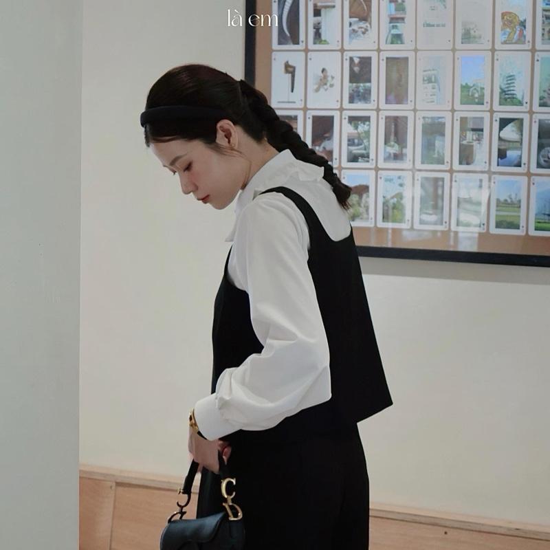 LÀ EM | Áo Gile Nho đen - Áo gile nữ 2 lớp chất liệu cao cấp không nhăn nhàu đứng dáng