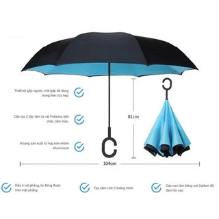 Ô Gấp Ngược 2 Lớp Chống Thấm Cao Cấp, Dù Đi Mưa Mở Ngược Thông Minh