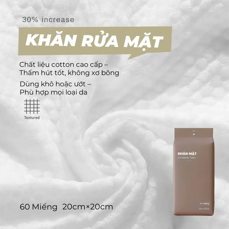 Khăn Mặt Khô Dùng Một Lần – Lau khô ướt - Giấy lau đa năng mềm mịn 20cm×20cm Kích thước lớn 160g