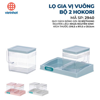 Hũ Đựng Gia Vị Nhựa Việt Nhật bộ 2 3 4 Hokori Cao Cấp Kèm Khay Đựng Tiện Dụng - MS: 2940/ 2941/ 2942