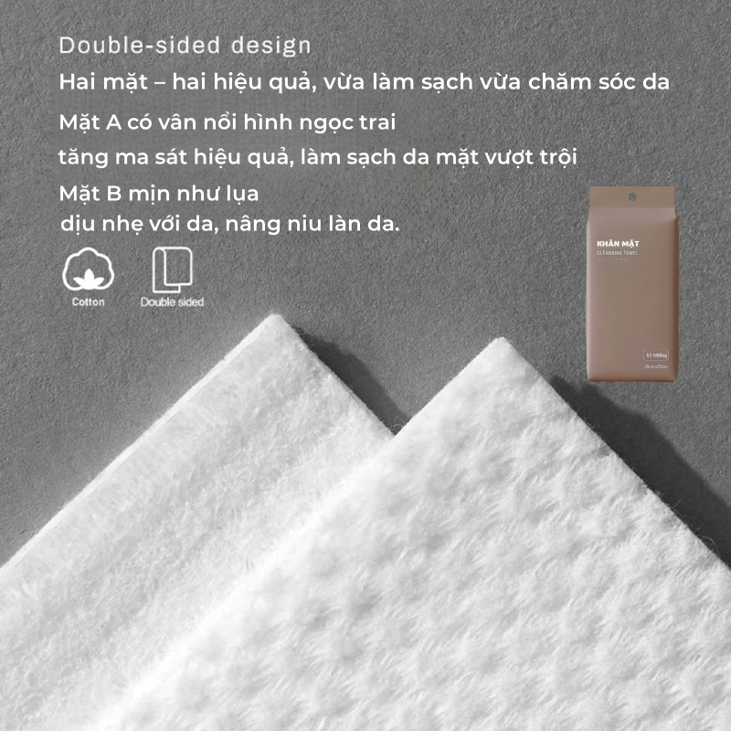 Khăn Mặt Khô Dùng Một Lần – Lau khô ướt - Giấy lau đa năng mềm mịn 20cm×20cm Kích thước lớn 160g