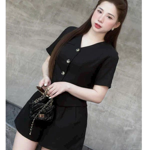 SET GILE Nữ Ngắn Mới Phối Nút Màu THỜI TRANG FULL Áo Lót Lụa Cực Đẹp