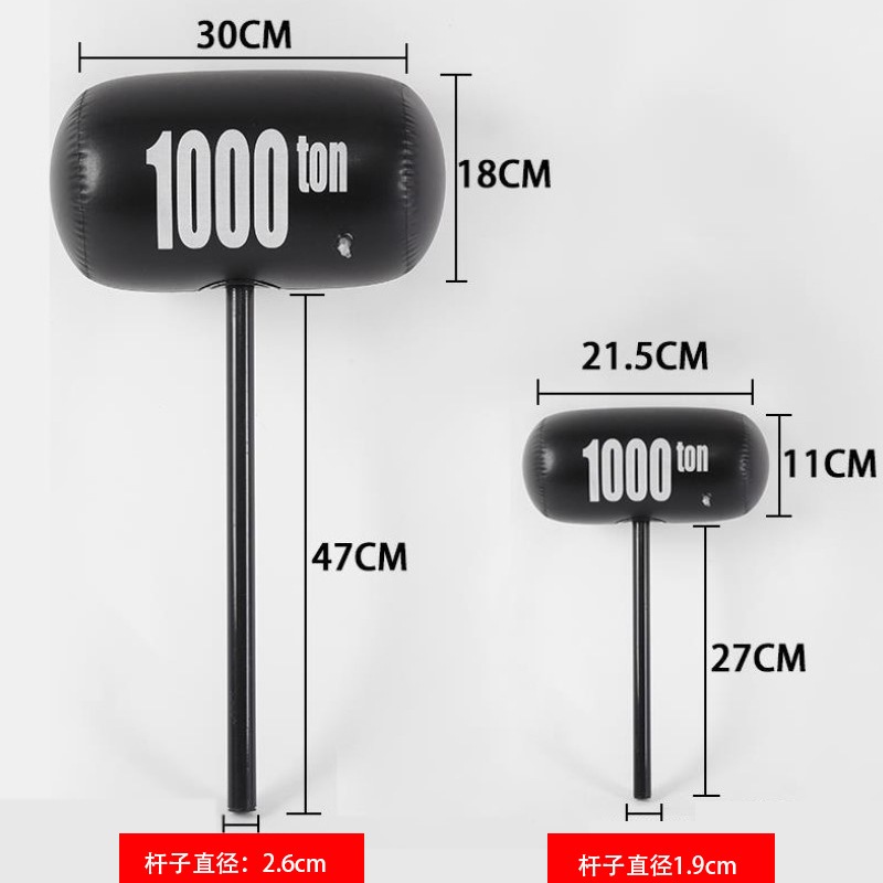 Búa 1000 ton đen ,nhiều màu  - Đồ chơi búa cao su bơm hơi vui nhộn