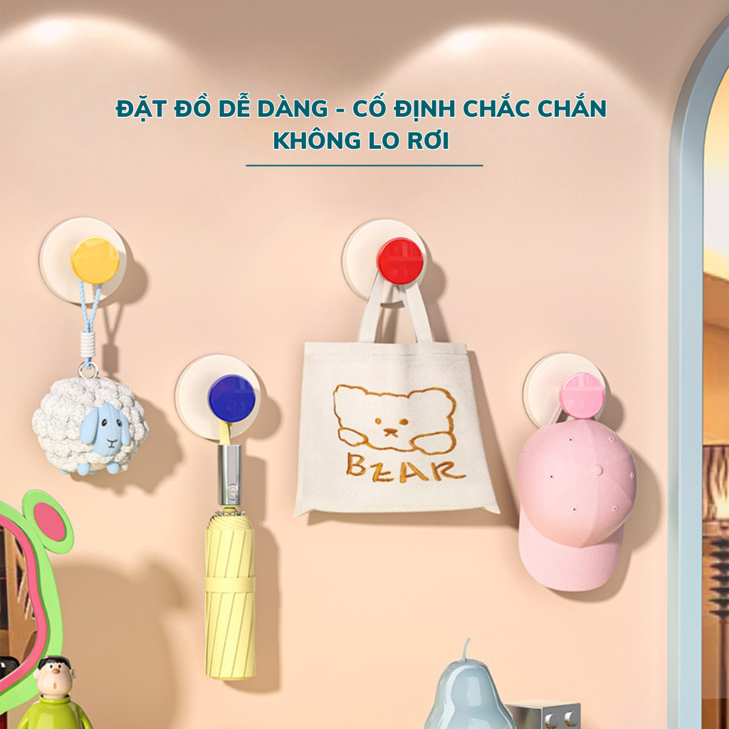 Móc Treo Đồ Dán Tường Siêu Dính Pop Up, Móc Cốc Màu Hút Chịu Lực Tốt Sử Dụng Trên Mọi Bề Mặt