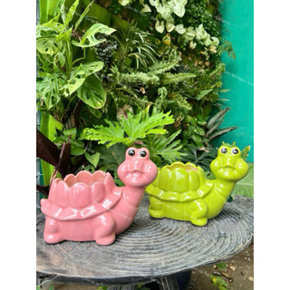 Rùa Trồng Bông Tráng Men Nhiều Màu - Trang Trí Tiểu Cảnh - Sân Vườn - Nhà Cửa - Gốm Bình Dương