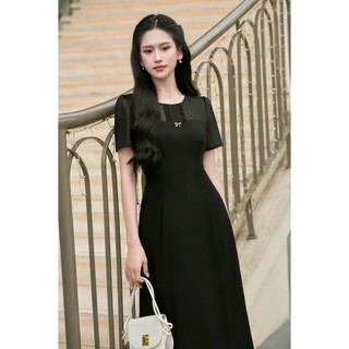 Đầm Nữ Dáng Xoè Dài Cầu Ngực Phối Ren Đầm Công Sở Thanh Lịch LAMER O63L25H005
