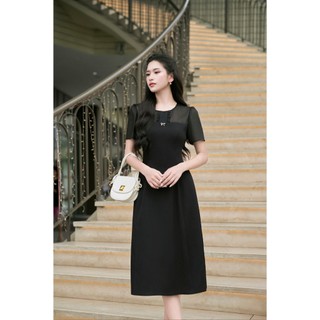 Đầm Nữ Dáng Xoè Dài Cầu Ngực Phối Ren Đầm Công Sở Thanh Lịch LAMER O63L25H005