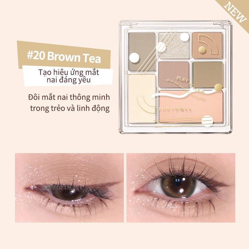 JUDYDOLL Bảng phấn mắt JUDYDOLL 7 màu Play Color ALL-IN-ONE Palette Đa năng Dễ tán 8.5g | NHÍM HOUSE