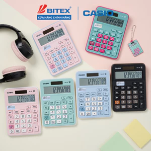 Máy Tính Casio MX-12B (Phiên Bản Pastel) - Màu Ngọt Ngào, Phím Nảy Êm Cho Chủ Shop, Thu Ngân