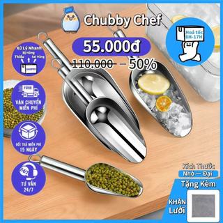 Xúc đá inox Cao cấp Dụng cụ muôi xẻng Chubby Chef có quai treo 4 kích cỡ Nhỏ/Trung/Lớn/Đại An Toàn Sức Khỏe