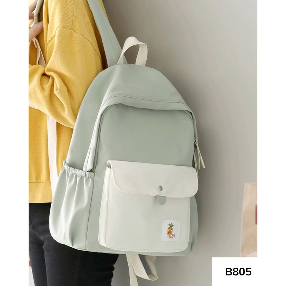 Balo đi học nữ chống nước basic phối màu dễ thương cho học sinh các cấp style Ulzzang B805 gagastore