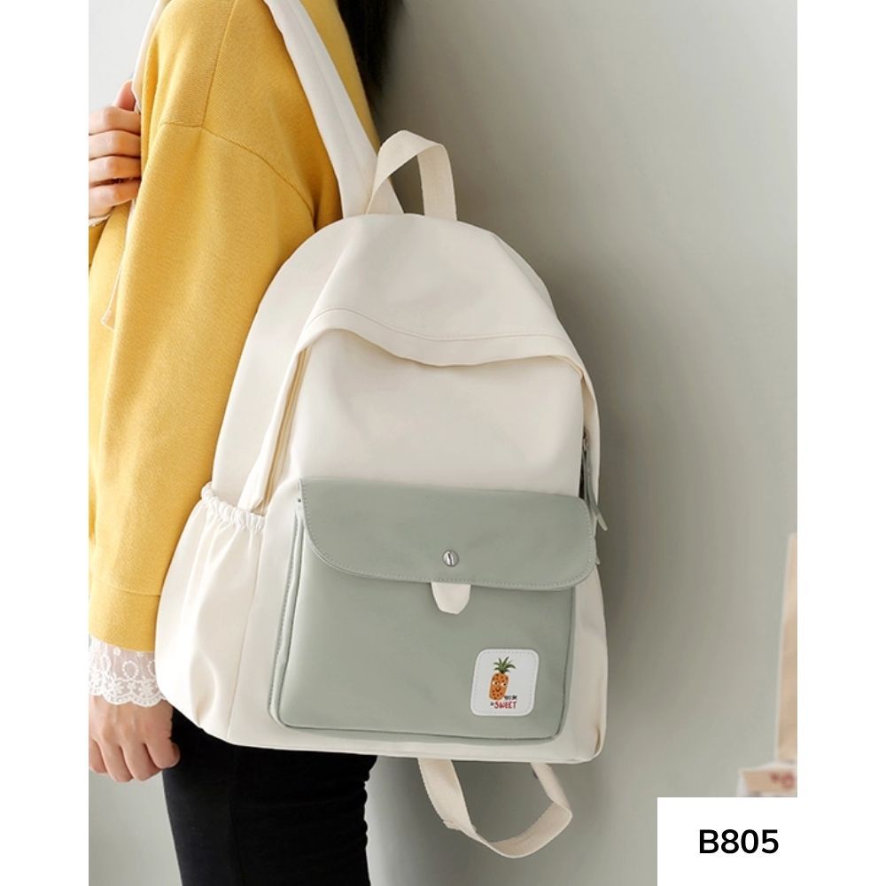 Balo đi học nữ chống nước basic phối màu dễ thương cho học sinh các cấp style Ulzzang B805 gagastore