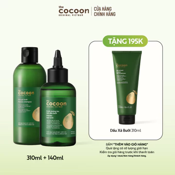 SPECIAL COMBO gội bưởi + nước dưỡng tóc tinh dầu bưởi tặng dầu xả bưởi Cocoon giảm gãy rụng và làm mềm tóc 310ml