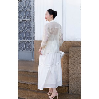Chân váy dáng dài xòe mí ngang nhún tầng VIEN TRAN D62M25H004, L62L25H018, L62L25H019