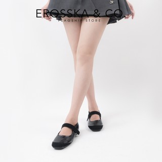 Erosska - Giày búp bê đế bệt nữ phối quai ngang phong cách năng động màu bạc - EL096