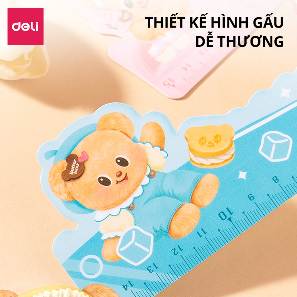 Thước Kẻ Gấu Bơ ButterBear x Deli Xinh Xắn 15 Cm Deli - Họa Tiết Dễ Thương Tỷ Lệ Đo Chuẩn Xác Phù Hợp Cho Học Sinh