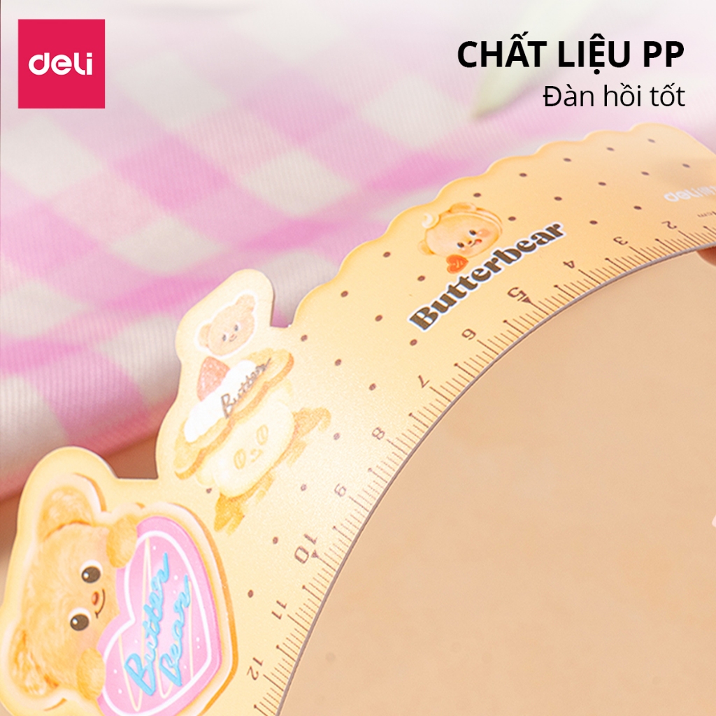 Thước Kẻ Gấu Bơ ButterBear x Deli Xinh Xắn 15 Cm Deli - Họa Tiết Dễ Thương Tỷ Lệ Đo Chuẩn Xác Phù Hợp Cho Học Sinh