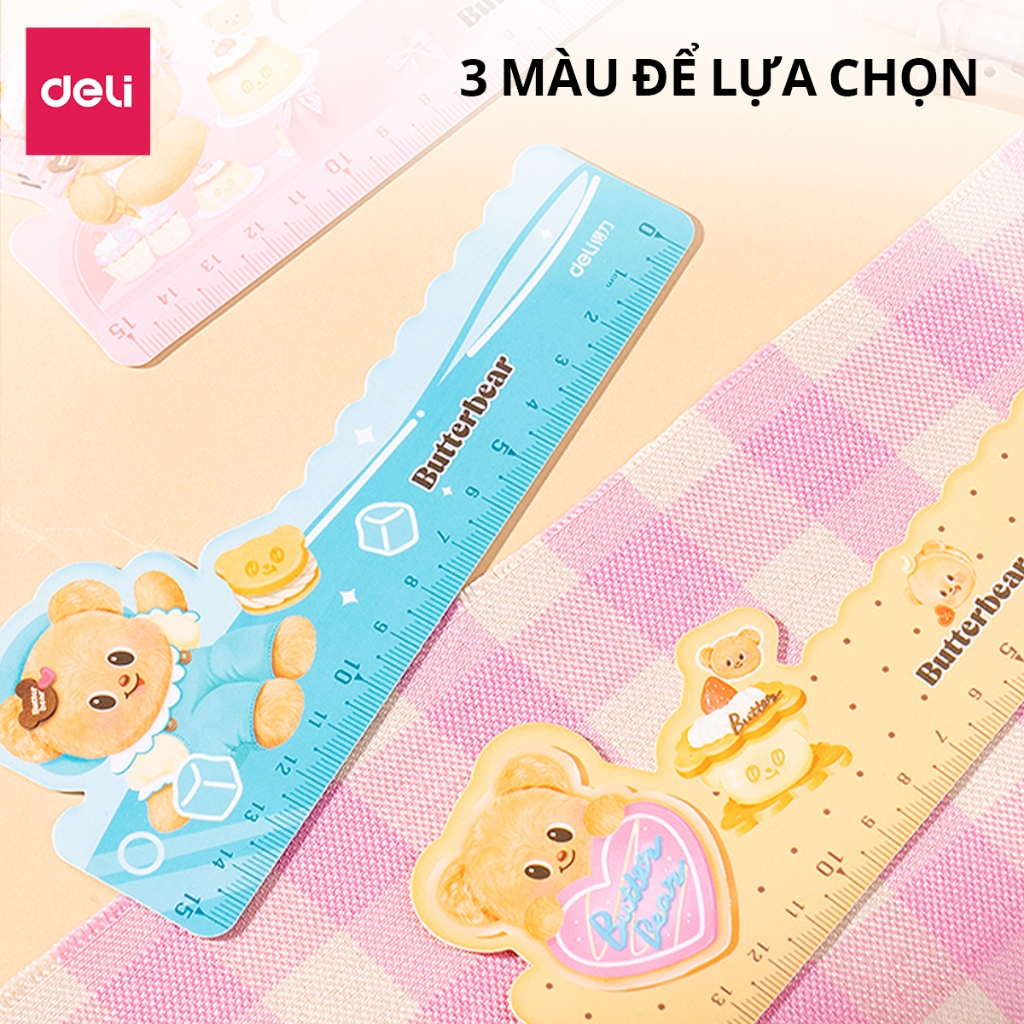 Thước Kẻ Gấu Bơ ButterBear x Deli Xinh Xắn 15 Cm Deli - Họa Tiết Dễ Thương Tỷ Lệ Đo Chuẩn Xác Phù Hợp Cho Học Sinh