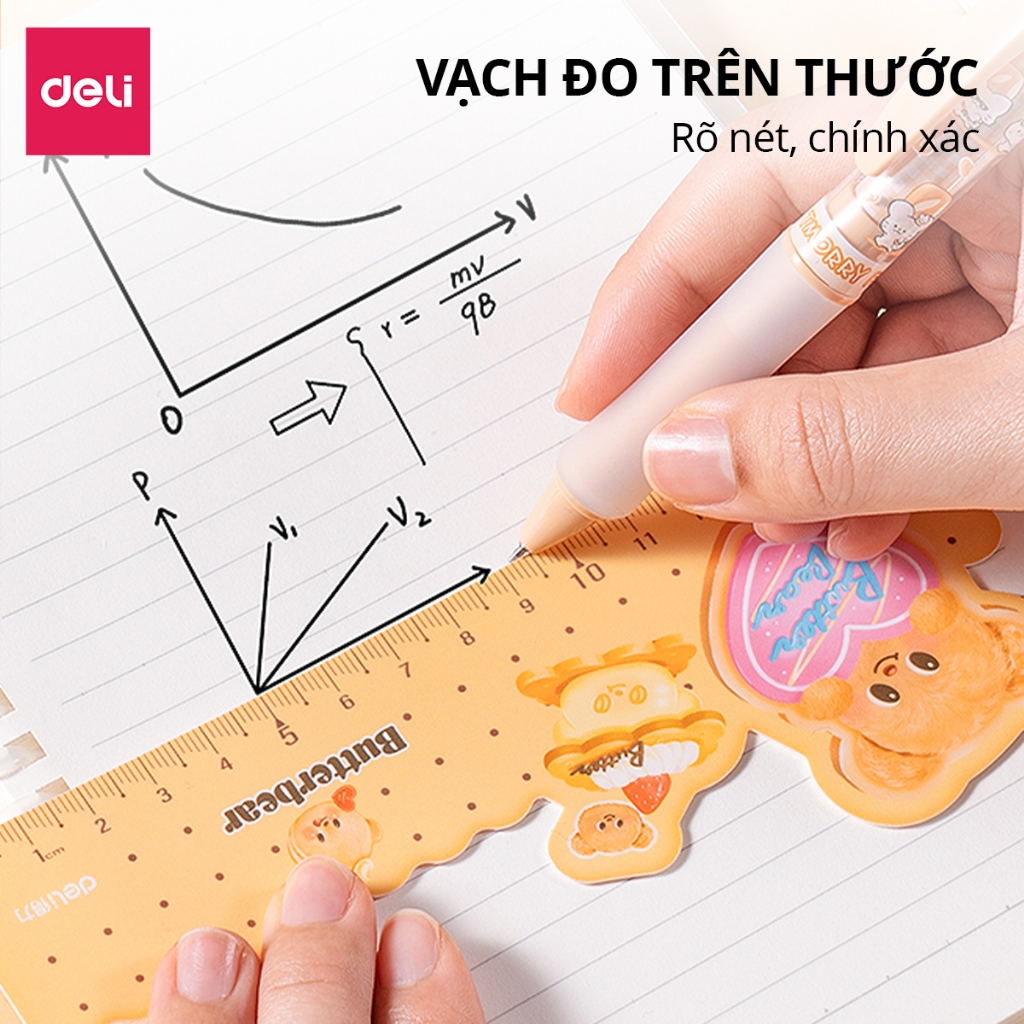 Thước Kẻ Gấu Bơ ButterBear x Deli Xinh Xắn 15 Cm Deli - Họa Tiết Dễ Thương Tỷ Lệ Đo Chuẩn Xác Phù Hợp Cho Học Sinh