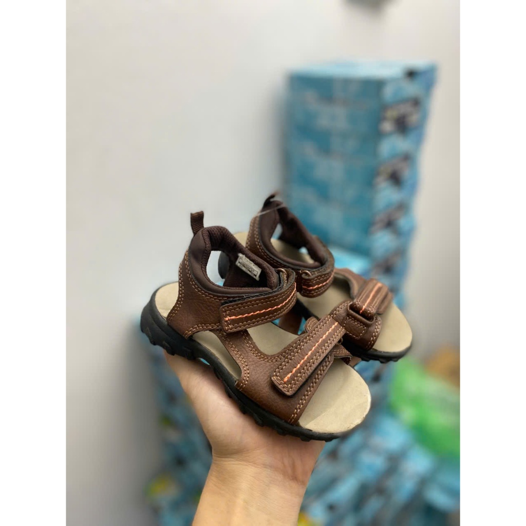 Sandal Da Trẻ Em, Dép Quai Hậu Cho Bé Trai Thoáng Khí Êm Chân Quai Dán Chắc Chắn Đế Chống Trượt