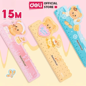 Thước Kẻ Gấu Bơ ButterBear x Deli Xinh Xắn 15 Cm Deli - Họa Tiết Dễ Thương Tỷ Lệ Đo Chuẩn Xác Phù Hợp Cho Học Sinh