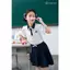 Mix set đồng phục đi học bé gái HUMY NGO_Áo cộc tay polo cổ sen phối chân váy xếp li xanh than có lót quần