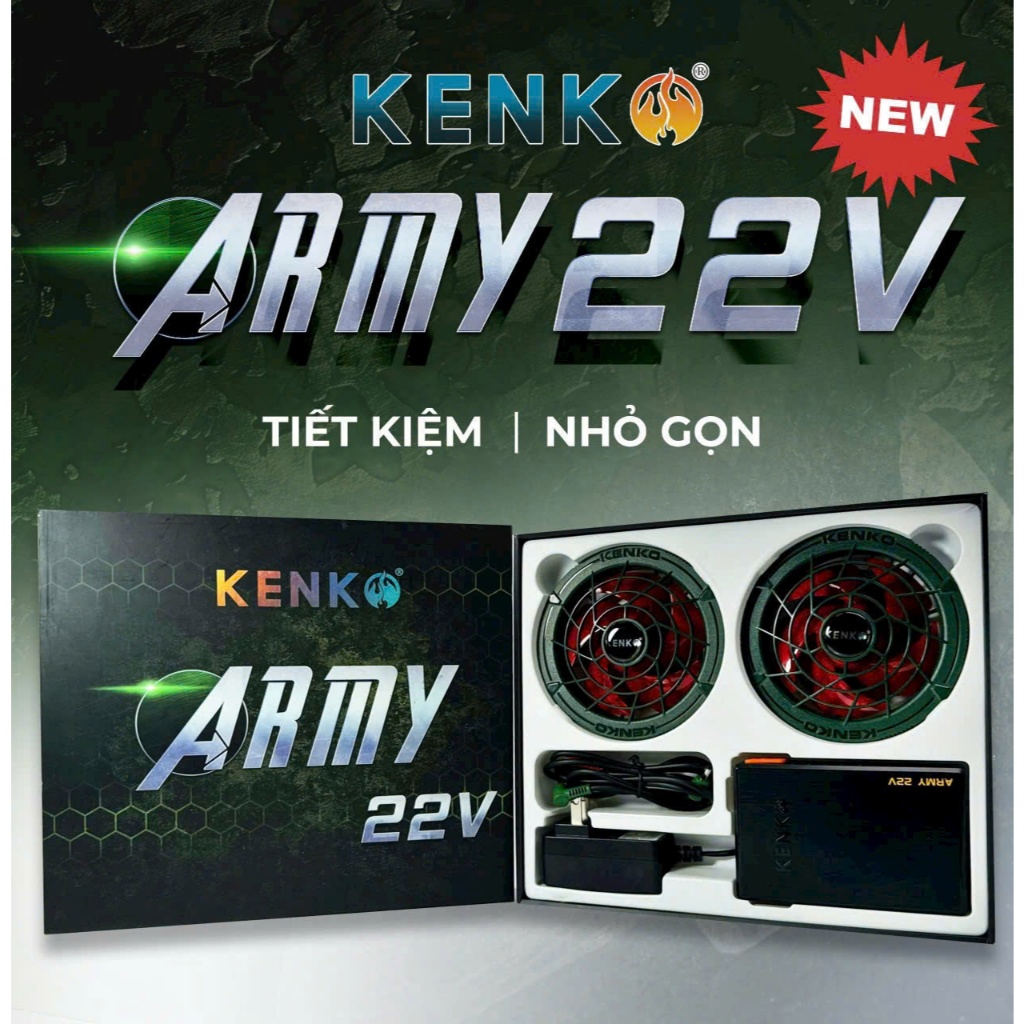 [KENKO STORE] ÁO ĐIỀU HOÀ GILE KENKO Nhật Bản ASAWIND ARMY 22V, Chất mát, thoáng khí thời trang bảo hành 12 tháng!