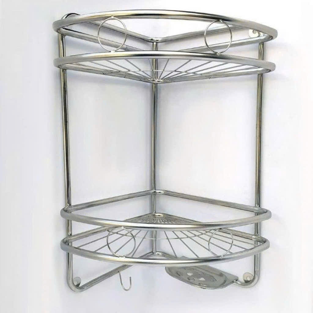 KỆ GÓC NHÀ TẮM 2 TẦNG INOX – GỌN GÀNG, CHỐNG GỈ, ĐỂ ĐƯỢC NHIỀU ĐỒ ...