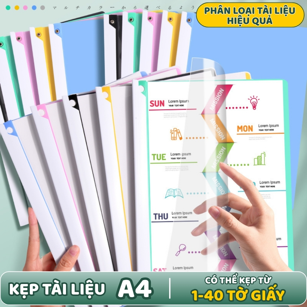 Bìa Kẹp Hồ Sơ Xoay Chiều A4 - Kẹp Tài Liệu Nhiều Màu Sắc, Dụng Cụ Tổ Chức Sắp Xếp Tài Liệu Hiệu Quả