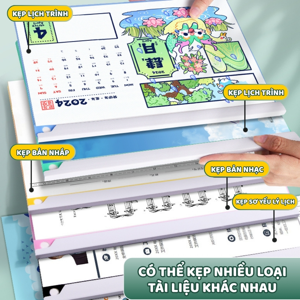 Bìa Kẹp Hồ Sơ Xoay Chiều A4 - Kẹp Tài Liệu Nhiều Màu Sắc, Dụng Cụ Tổ Chức Sắp Xếp Tài Liệu Hiệu Quả