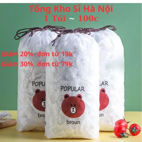 Túi màng bọc thực phẩm JYoohome chất liệu PE co dãn có chun siêu dai, Túi gấu bọc đồ ăn