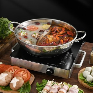 Nồi lẩu 2 ngăn INOX  dùng được bếp ga , bếp từ làm nóng nhanh , siêu tiện lợi