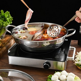 Nồi lẩu 2 ngăn INOX  dùng được bếp ga , bếp từ làm nóng nhanh , siêu tiện lợi
