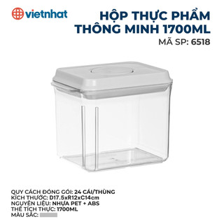 Hộp Đựng Thực Phẩm Thông Minh Chữ Nhật Chính Hãng Việt Nhật 1700ml/ 2000ml/2300ml - 6518/ 6519/ 6520