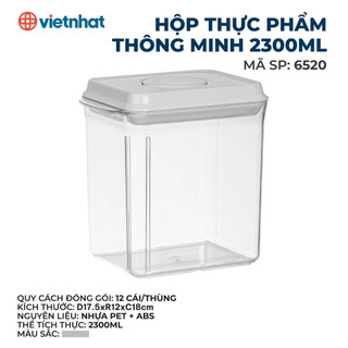 Hộp Đựng Thực Phẩm Thông Minh Chữ Nhật Chính Hãng Việt Nhật 1700ml/ 2000ml/2300ml - 6518/ 6519/ 6520