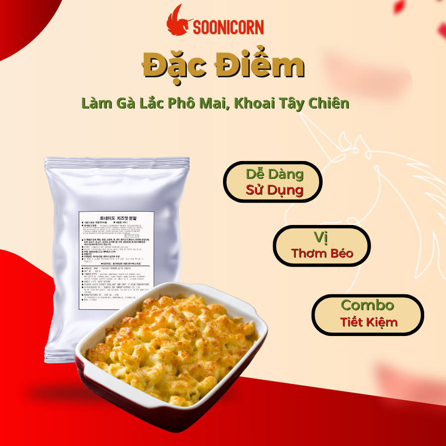 Combo Bột Phô Mai Tiết Kiệm – Dùng Lắc Khoai Tây, Gà Rán, Sốt Phô Mai Chấm Đồ Nướng – Soonicorn