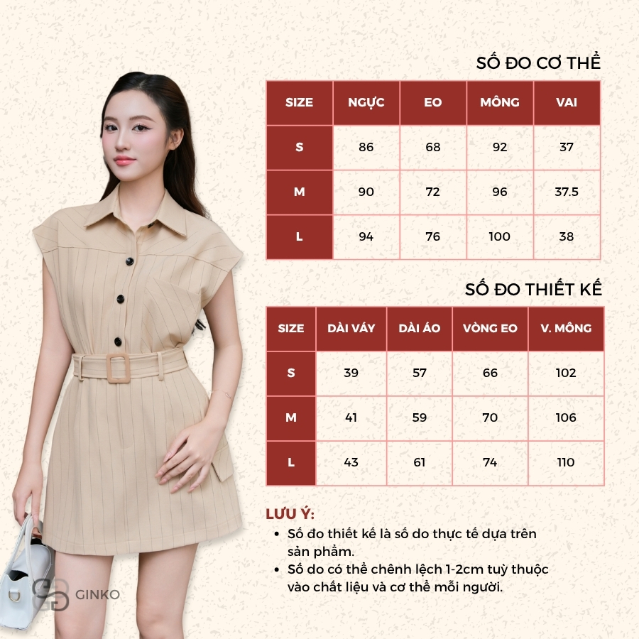 Sét áo váy nữ công sở cổ đức tay hến đai eo thanh lịch nữ tính có quần bảo hộ GINKO CLOTHING- SET2509